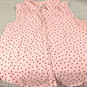Elle Pink Sleeveless Button Down Shirt with Peter Pan Collar